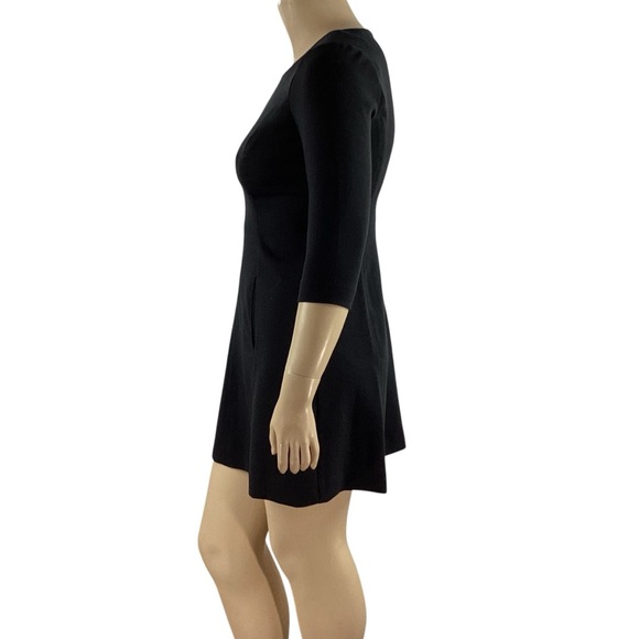 Vince Camuto Black Fit and Flare Mini Dress 3/4 Sleeve Petite 12P - Picture 4 of 7